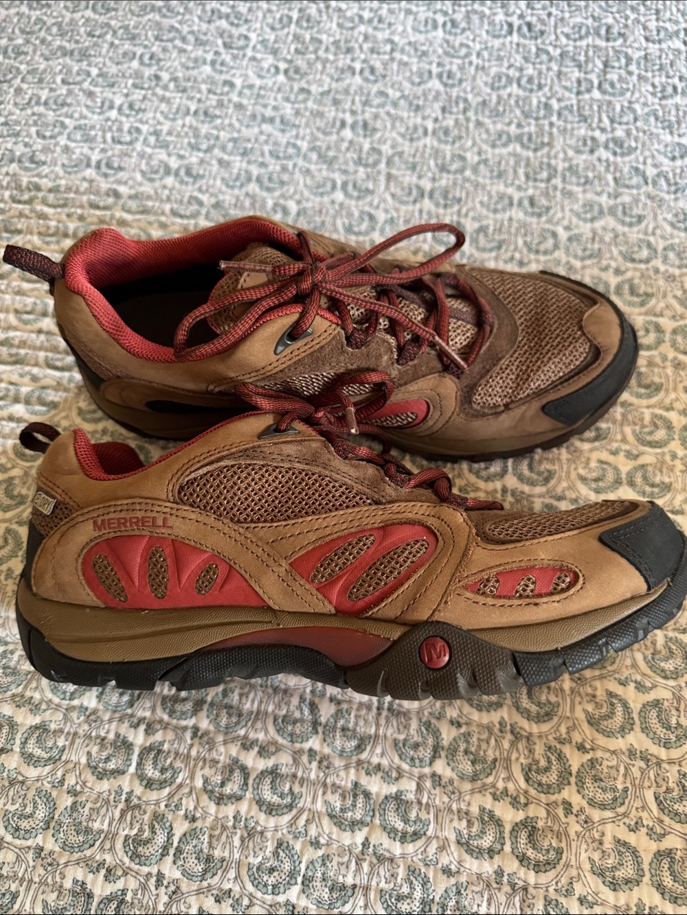 Merrell Brown and Red Trail Sneakers waterproof